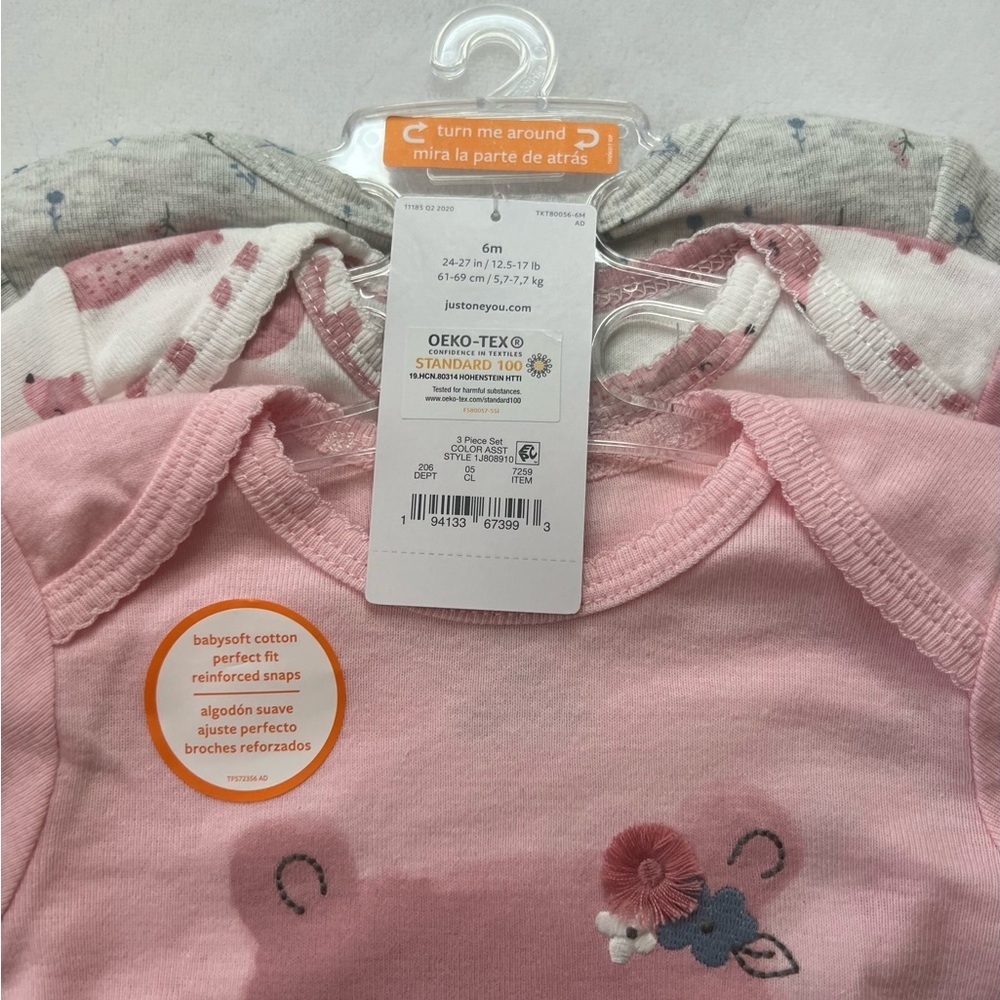 Carter’s Long Sleeve 3 Pack Onesies - Picture 3 of 4